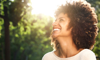 Woman with healthy smile in Westminster