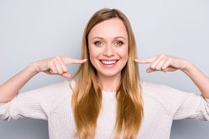 showing off straight teeth