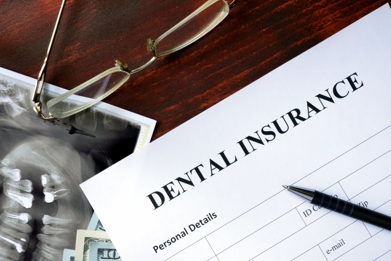close-up of dental insurance form 